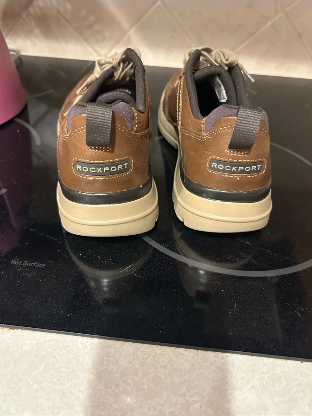 Rockport Men's Brown and Cream Lace-Up Athletic Sneakers